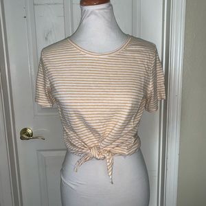 Yellow and white striped Tee